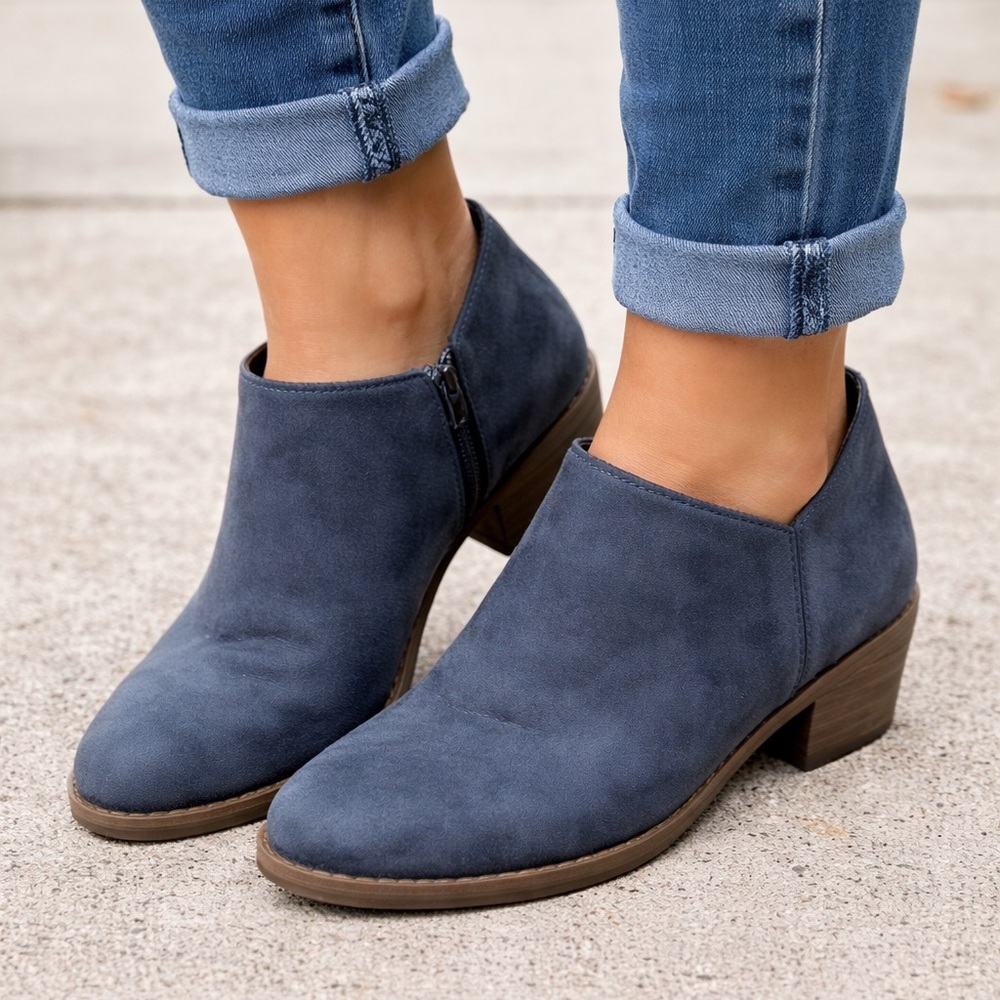Blue Suede Ankle Booties | Women’s Size 41 (US 9.5-10)